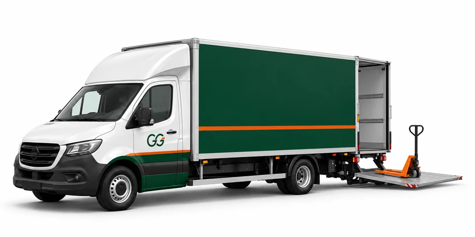 Koffer 3,5 t mit Hebebühne und Hubwagen